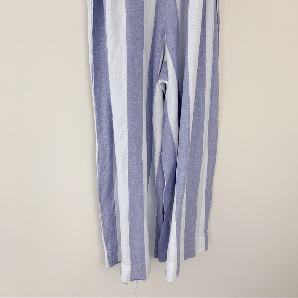 NWT BEACHLUNCHLOUNGE Striped Lennon Jumpsuit Blue White Linen Size Small - Picture 7 of 11